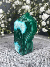 Load image into Gallery viewer, Beautiful Chrysocolla Malachite Tower Point Raw/Polished Bubble Freeform