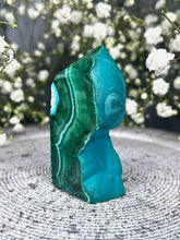 Load image into Gallery viewer, Beautiful Chrysocolla Malachite Tower Point Raw/Polished Bubble Freeform