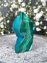 Load image into Gallery viewer, Beautiful Chrysocolla Malachite Tower Point Raw/Polished Bubble Freeform