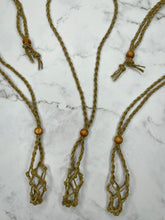 Load image into Gallery viewer, Khaki Braided Cord Adjustable Crystal Tumble Stone Holder Necklace 1PC