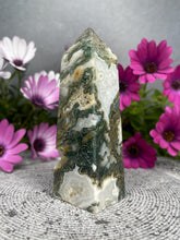 Load image into Gallery viewer, Stunning Moss Agate Crystal Tower Point