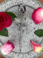 Load image into Gallery viewer, Magnificent Dream Amethyst Chevron Rose Crystal Carving With Silver Stem