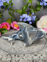 Load image into Gallery viewer, Mesmerizing Banding Orca Agate Crystal Dolphin Carving