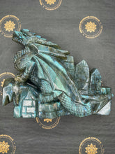 Load image into Gallery viewer, Incredible Labradorite Dragon Carving Blue Flash