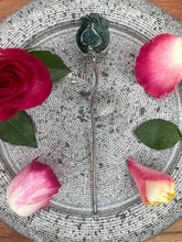 Load image into Gallery viewer, Stunning Moss Agate Rose Crystal Carving With Silver Stem