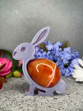Load image into Gallery viewer, Stunning Carnelian Crystal Egg Carving With Adorable Easter Rabbit Bunny Stand