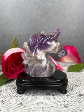Load image into Gallery viewer, Dream Amethyst Chevron Crystal Unicorn Carving