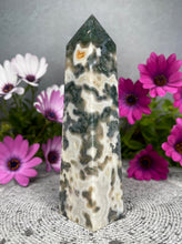 Load image into Gallery viewer, Gorgeous Moss Agate Crystal Tower Point