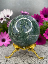 Load image into Gallery viewer, Prosperity Moss Agate Crystal Sphere