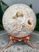 Load image into Gallery viewer, Mesmerizing Mexican Crazy Lace Agate Crystal Sphere Druzy