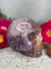 Load image into Gallery viewer, Mexican Crazy Lace Agate Amethyst Crystal Skull Carving