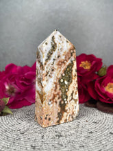 Load image into Gallery viewer, Beautiful Orbicular Ocean Jasper Crystal Tower Point