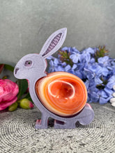 Load image into Gallery viewer, Astounding Carnelian Crystal Egg Carving With Adorable Easter Bunny Stand