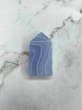 Load image into Gallery viewer, Serene Blue Lace Agate Crystal Tower Point 1pc