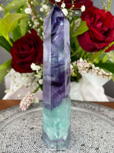 Load image into Gallery viewer, High Quality Colourful Rainbow Fluorite Crystal Tower Point