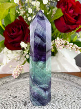Load image into Gallery viewer, Clarity High Quality Colourful Rainbow Fluorite Crystal Tower Point