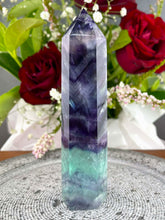 Load image into Gallery viewer, Stunning High Quality Colourful Rainbow Fluorite Crystal Tower Point