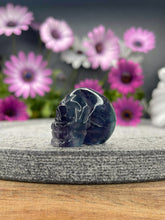 Load image into Gallery viewer, Protection Rainbow Fluorite Crystal Skull Carving