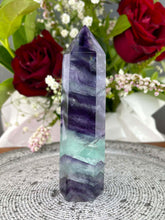 Load image into Gallery viewer, Focus High Quality Colourful Rainbow Fluorite Crystal Tower Point
