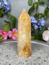 Load image into Gallery viewer, Light Golden Healer Quartz Crystal Tower Point