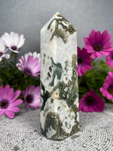 Load image into Gallery viewer, Beautiful Moss Agate Crystal Tower Point