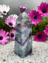 Load image into Gallery viewer, DISCOUNTED Colorful Fluorite Crystal Tower Point