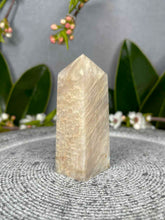 Load image into Gallery viewer, Stunning Moonstone Crystal Tower Point With Sunstone Blue Flash