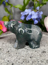 Load image into Gallery viewer, Moss Agate Quartz Crystal Bear Carving