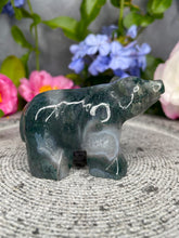 Load image into Gallery viewer, Moss Agate Quartz Crystal Bear Carving