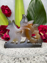 Load image into Gallery viewer, Druzy Agate Nine-Tail Fox Crystal Carving
