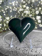 Load image into Gallery viewer, Teal Flash Rainbow Obsidian Crystal Love Heart Carving