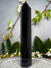 Load image into Gallery viewer, Discounted Black Obsidian Crystal Tower Point