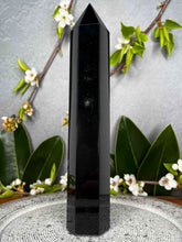Load image into Gallery viewer, Discounted Black Obsidian Crystal Tower Point
