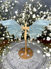 Load image into Gallery viewer, Clear Blue Onyx Crystal Butterfly Wings On Gold Stand