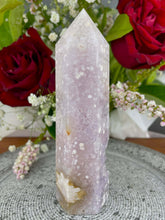 Load image into Gallery viewer, Druzy Pink Amethyst Flower Agate Crystal Tower Point