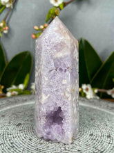 Load image into Gallery viewer, Tranquil Druzy Pink Amethyst Flower Agate Crystal Tower Point