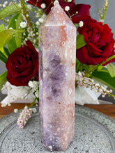 Load image into Gallery viewer, Large Pink Amethyst Flower Agate Crystal Tower Point
