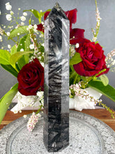 Load image into Gallery viewer, High Quality Quartz With Black Tourmaline Crystal Tower Point