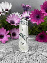 Load image into Gallery viewer, White Moss Agate Crystal Tower Point