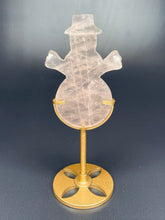Load image into Gallery viewer, Rose Quartz Snowman Crystal Carving On Gold Stand