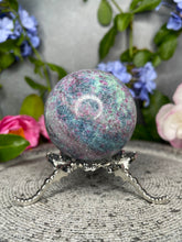 Load image into Gallery viewer, Incredible UV Reactive Ruby Kyanite Fuchsite Crystal Sphere