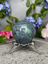 Load image into Gallery viewer, Gorgeous UV Reactive Ruby Kyanite Fuchsite Crystal Sphere