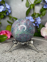 Load image into Gallery viewer, Incredible UV Reactive Ruby Kyanite Fuchsite Crystal Sphere
