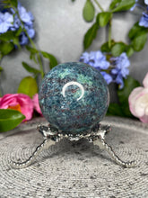 Load image into Gallery viewer, Gorgeous UV Reactive Ruby Kyanite Fuchsite Crystal Sphere