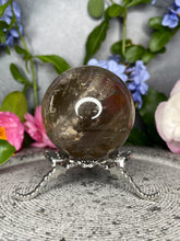 Load image into Gallery viewer, Transparent Smoky Quartz Crystal Sphere With Rainbows