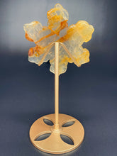 Load image into Gallery viewer, Golden Healer Snowflake Crystal Carving On Gold Stand