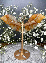 Load image into Gallery viewer, Golden Healer Quartz Crystal Butterfly Wings On Gold Stand Crown Chakra