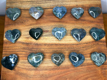Load image into Gallery viewer, Wealth and Balance Small Moss Agate Love Hearts