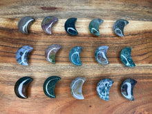 Load image into Gallery viewer, Mini Green Jasper Crystal Cresent Moon 1pc Intuitively Chosen