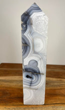 Load image into Gallery viewer, Discounted Moss Agate Tower Crystal With Banding